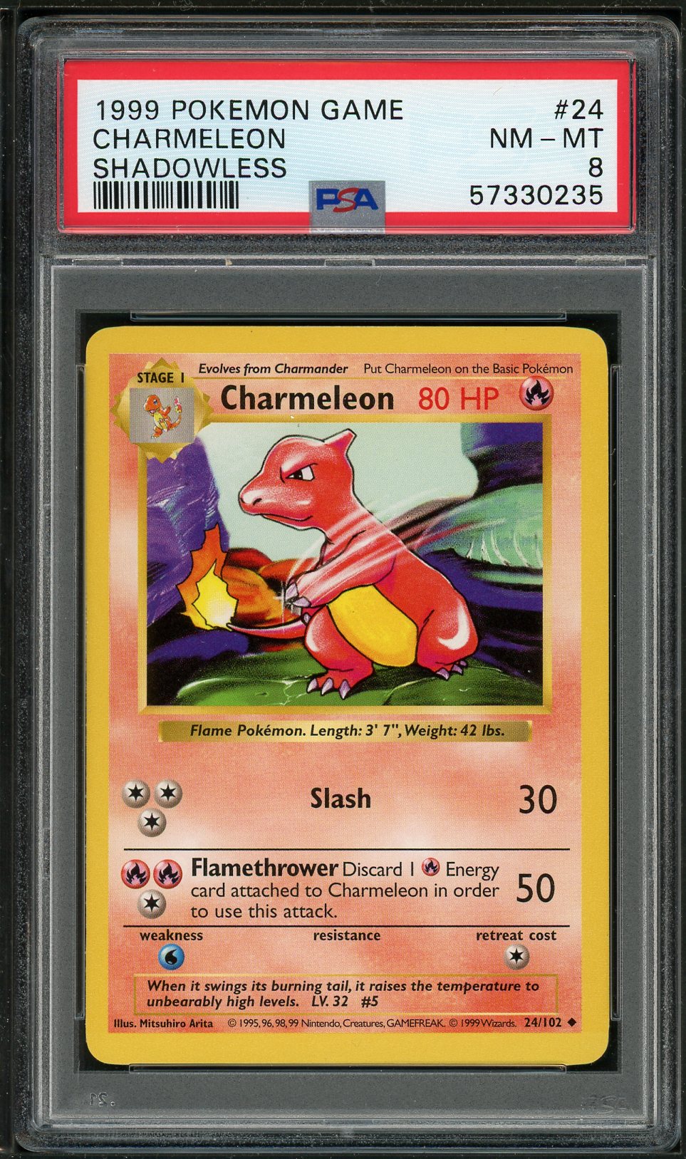 PSA (NM-MT 8) Charmeleon (Shadowless) #24 - Pokemon Game (#57330235)