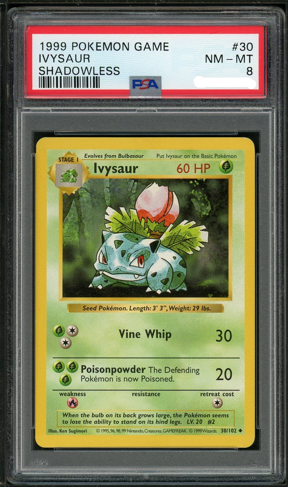 PSA (NM-MT 8) Ivysaur (Shadowless) #30 - Pokemon Game