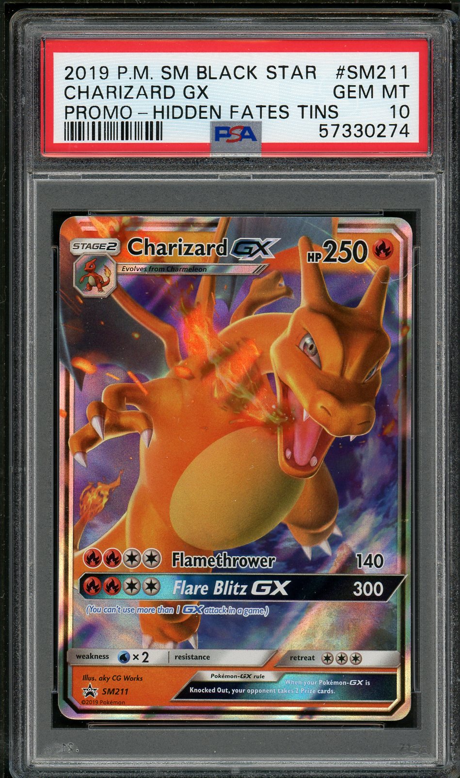 PSA (Gem MT 10) Charizard Gx #Sm211 - Pokemon Sm Black Star Promo (#57330274)