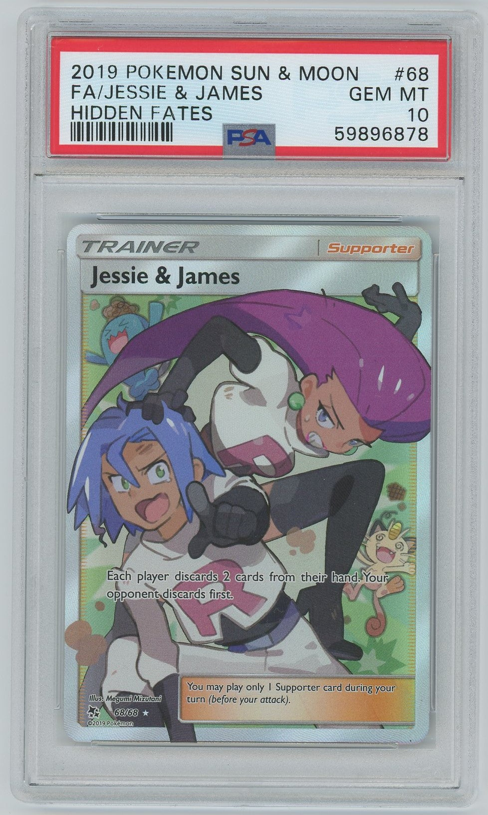 PSA (Gem MT 10) Fa/jessie & James #68 - Pokemon Sun & Moon Hidden Fates (#59896878)