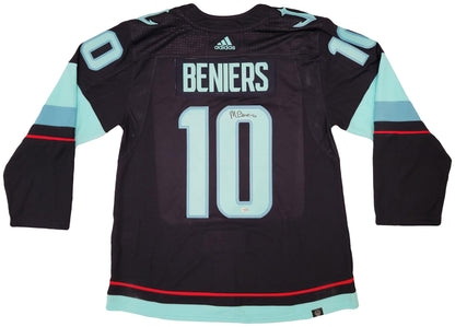 Seattle Kraken Matty Beniers Autographed Blue Adidas Jersey Size 54 With Inaugural Patch Fanatics Holo Stock #206001