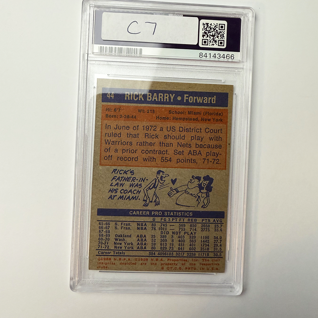 Rick Barry Signed 1972-73 Topps #44 With 3 Inscriptions PSA Auto Authentic