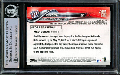 Juan Soto Autographed 2018 Topps Update Rookie Card #US104 Washington Nationals Beckett BAS Stock #206608