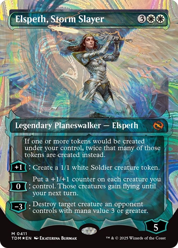 Elspeth, Storm Slayer (TDM-411) - Tarkir: Dragonstorm: (Showcase) (Borderless) Foil