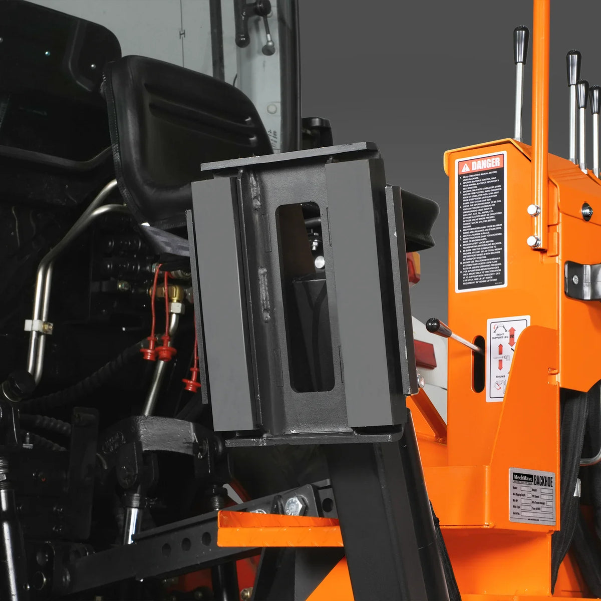 8' Tractor Backhoe Attachment with Hydraulic Thumb,  15" Bucket,  ISO/SAE Switchable Controls,  Self-Contained Hydraulic System,  3 Point Hitch Cat.1 & 2,  20-100 HP,  BH760H