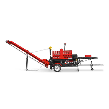 Honda GX390 Engine Firewood Log Splitter Processor with Conveyor,  20ton Splitting Force 22.5" x 15" Log Capacity,  18" Chainsaw,  HLS20