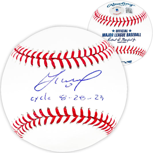 Jose Altuve Autographed Official MLB Baseball Houston Astros "Cycle 8-28-23" Beckett BAS Witness Stock #220568