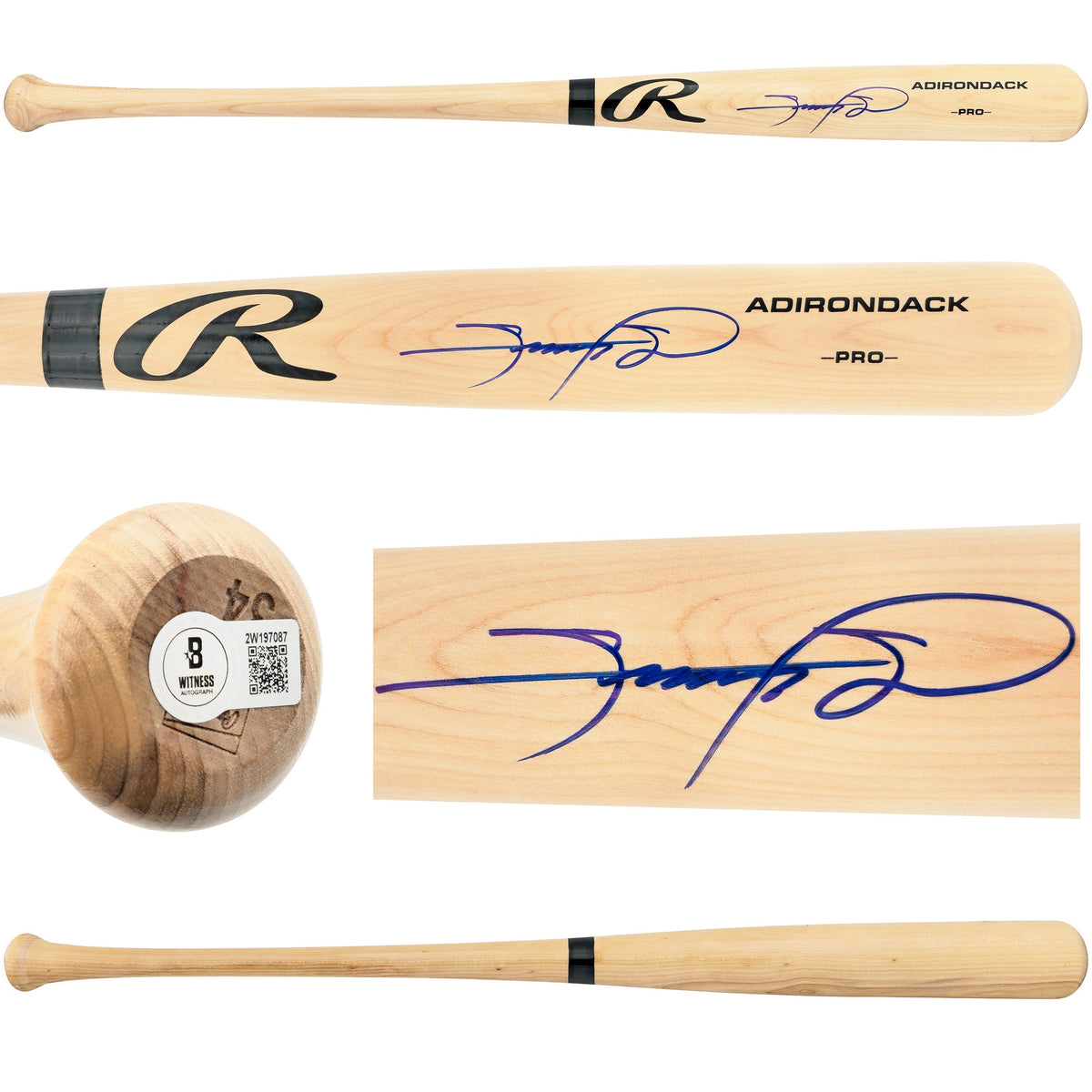Sammy Sosa Autographed Blonde Rawlings Adirondack Pro Baseball Bat Chicago Cubs Beckett BAS Witness