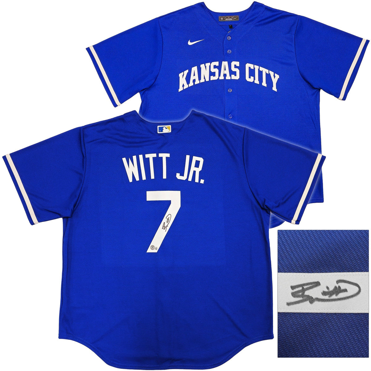 Kansas City Royals Bobby Witt Jr. Autographed Blue Nike Jersey Size XXL Beckett BAS Witness