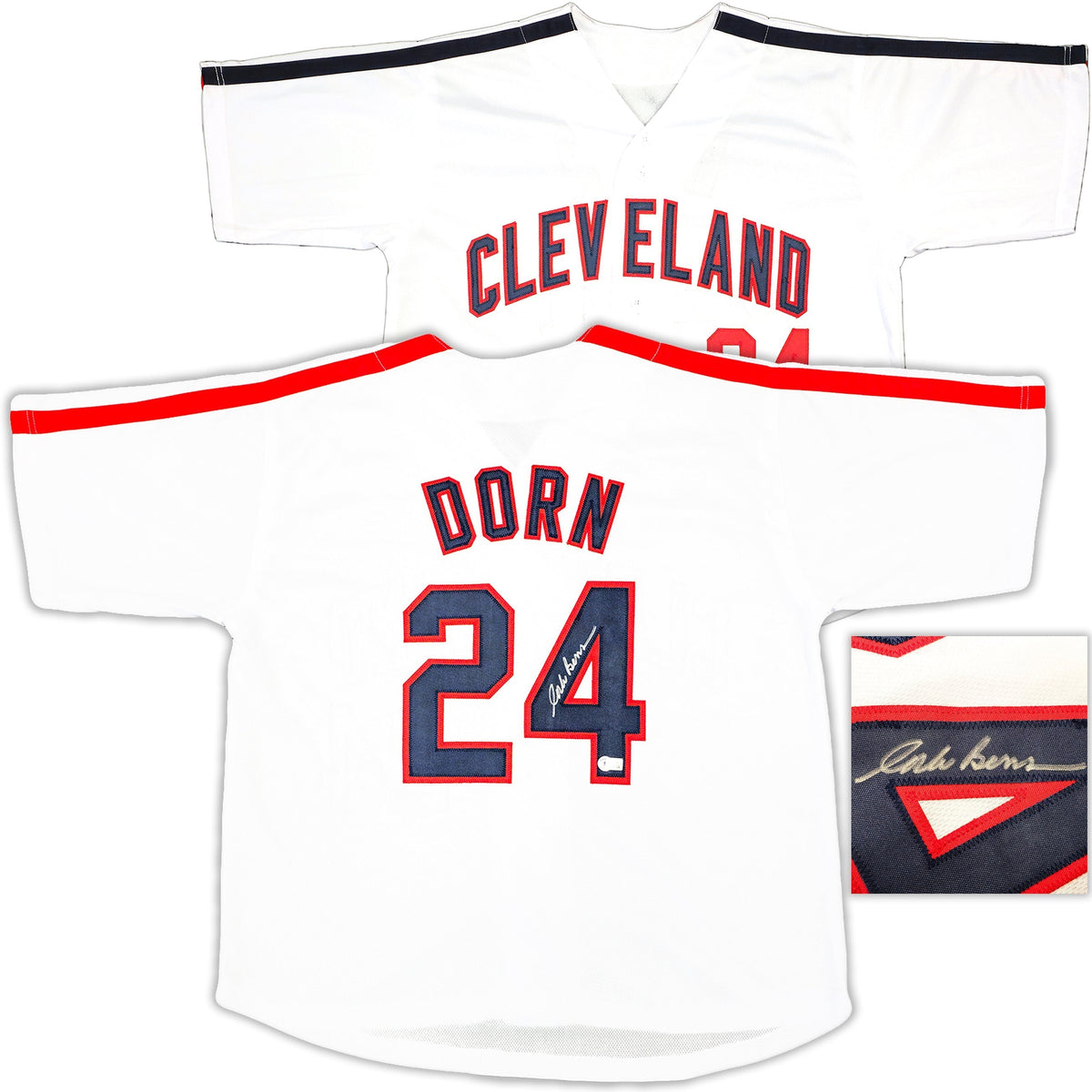 Corbin Bernsen Autographed White Jersey Major League Roger Dorn Beckett BAS Witness