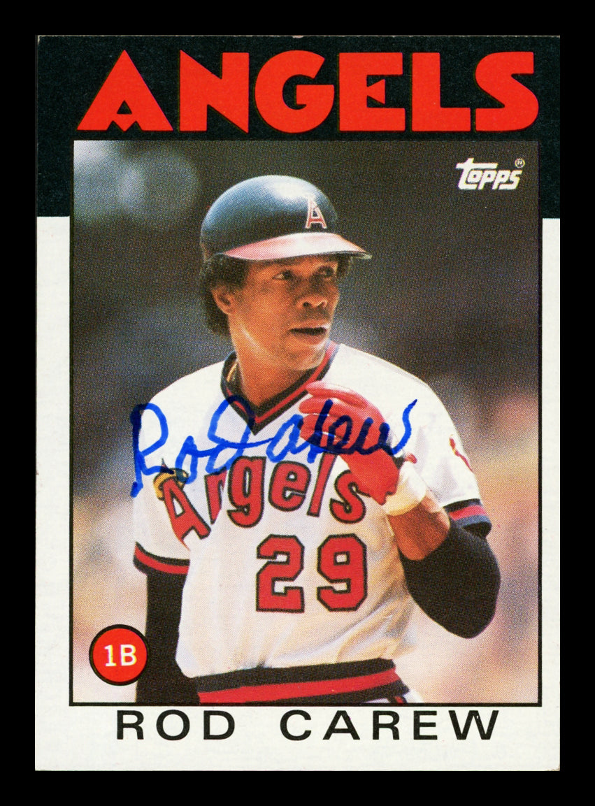 Rod Carew Autographed 1986 Topps Card #400 California Angels Stock #211314