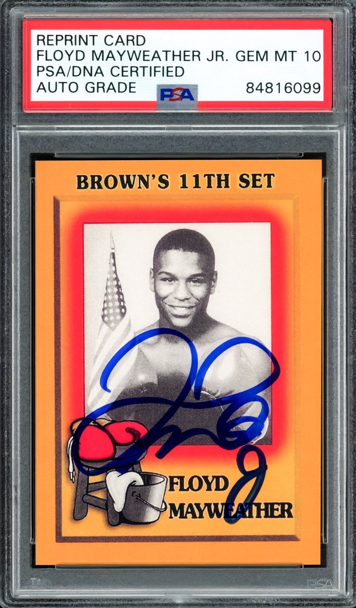 Floyd Mayweather Jr Autographed 1997 Brown's Boxing Rookie Retro Reprint Rookie Card #51 Auto Grade Gem Mint 10 PSA/DNA Stock #211858
