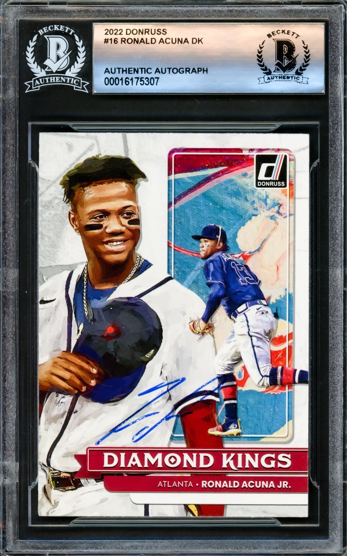 Ronald Acuna Jr. Autographed 2022 Donruss Diamond Kings Card #16 Atlanta Braves Beckett BAS #16175307