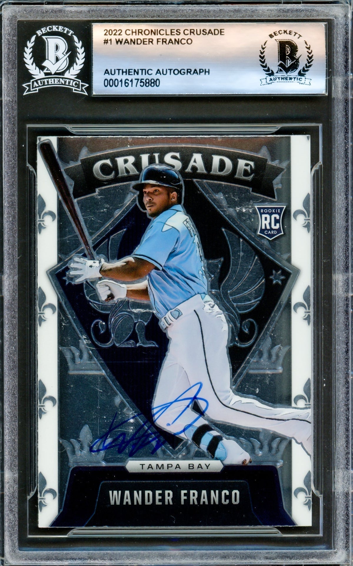 Wander Franco Autographed 2022 Panini Chronicles Crusade Rookie Card #1 Tampa Bay Rays Beckett BAS #16175880