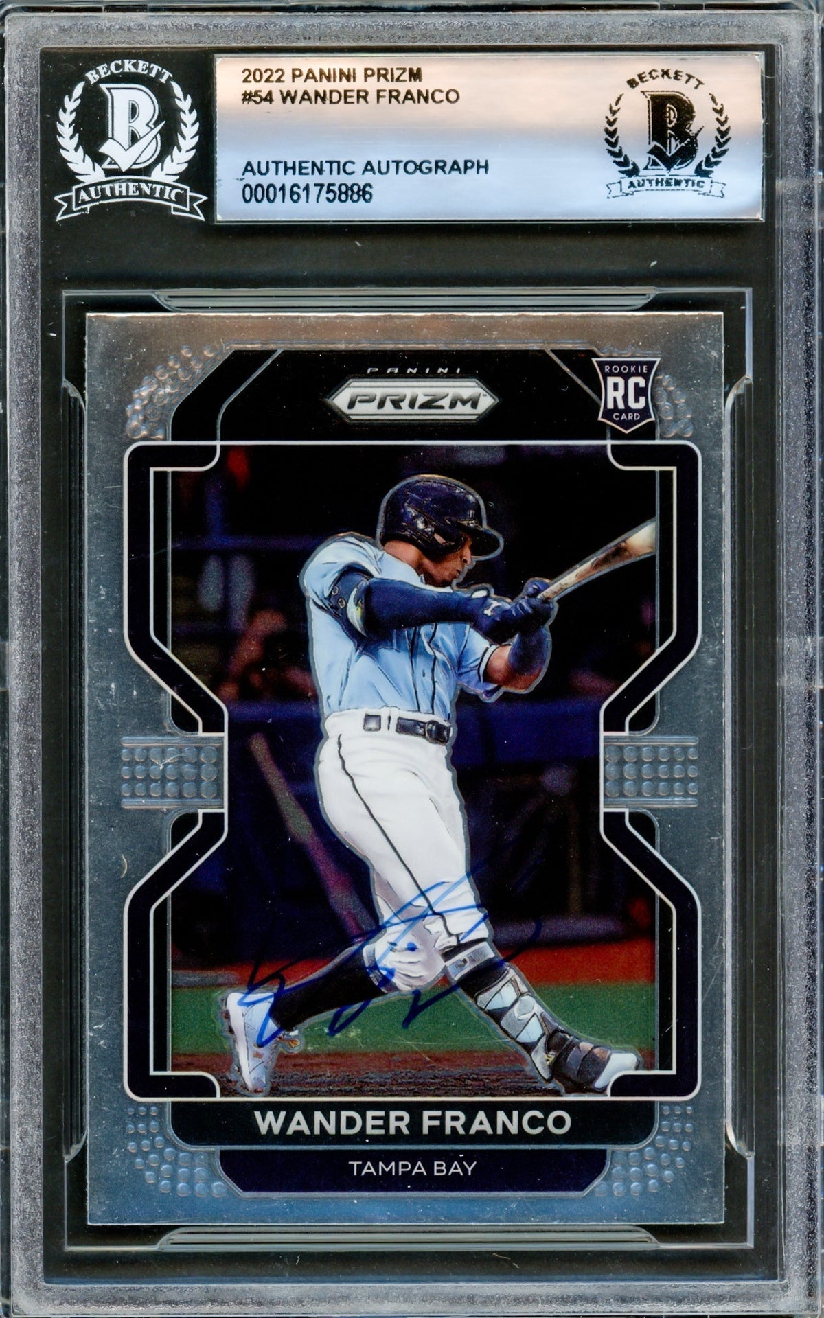 Wander Franco Autographed 2022 Panini Prizm Rookie Card #54 Tampa Bay Rays Beckett BAS #16175886