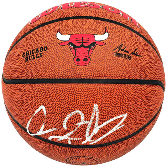 Dennis Rodman Autographed Composite Leather Chicago Bulls Logo Basketball Beckett BAS Witness