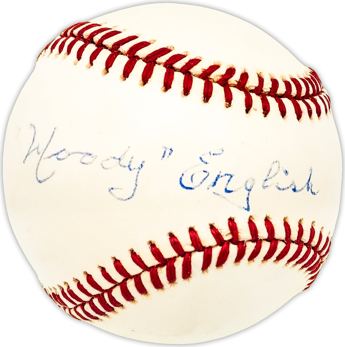Woody English Autographed Official NL Baseball Chicago Cubs Beckett BAS QR #BM25047