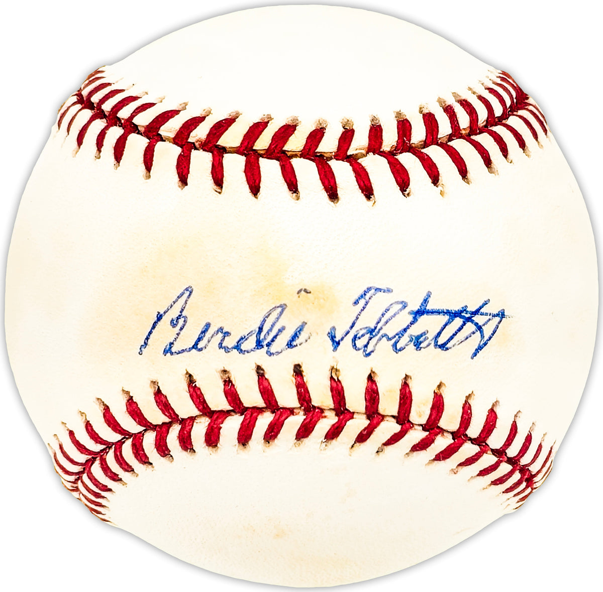 Birdie Tebbetts Autographed Official NL Baseball Boston Red Sox, Detroit Tigers Beckett BAS QR #BM25560