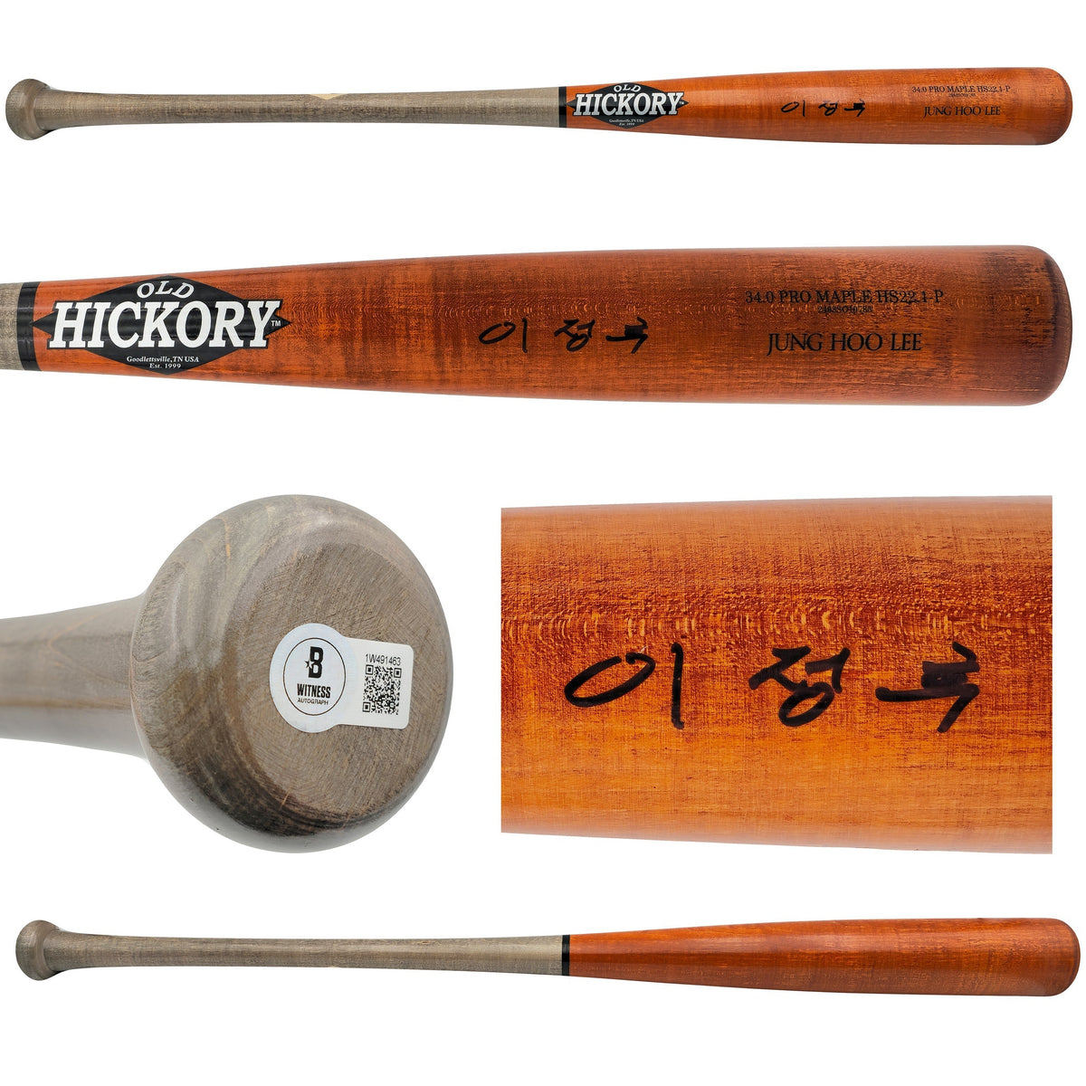 Jung Hoo Lee Autographed Orange & Gray Old Hickory Player Model Baseball Bat San Francisco Giants Signed In Korean Beckett BAS Witness