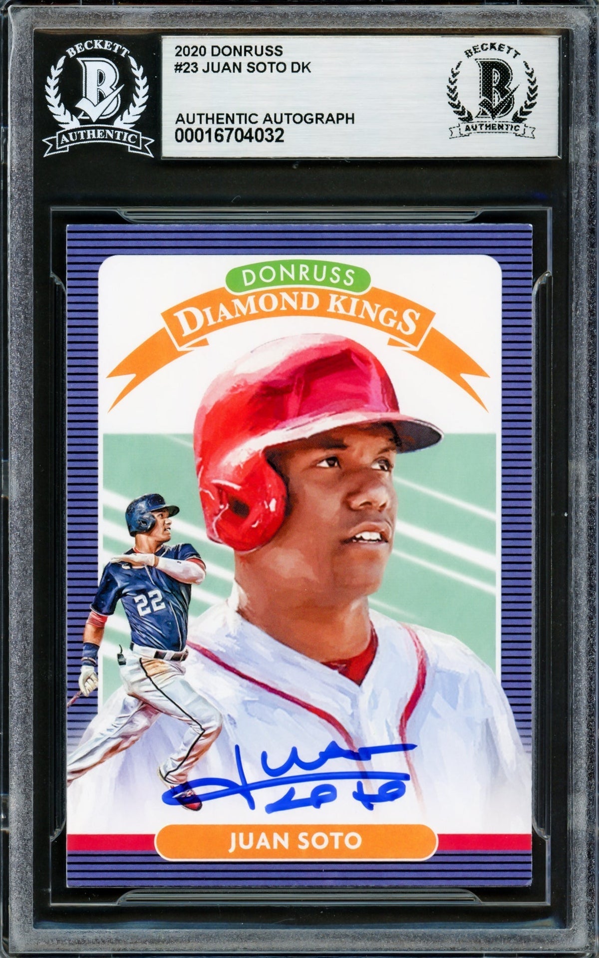 Juan Soto Autographed 2020 Donruss Diamond Kings Card #23 New York Yankees Beckett BAS