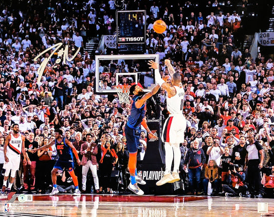 Damian Lillard Autographed 16x20 Photo Portland Trailblazers Playoff Buzzer Beater Winner Over Paul George Beckett BAS Witness Stock #214832
