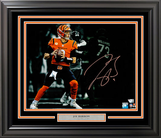 Joe Burrow Autographed Framed 16x20 Photo Cincinnati Bengals Fanatics Holo