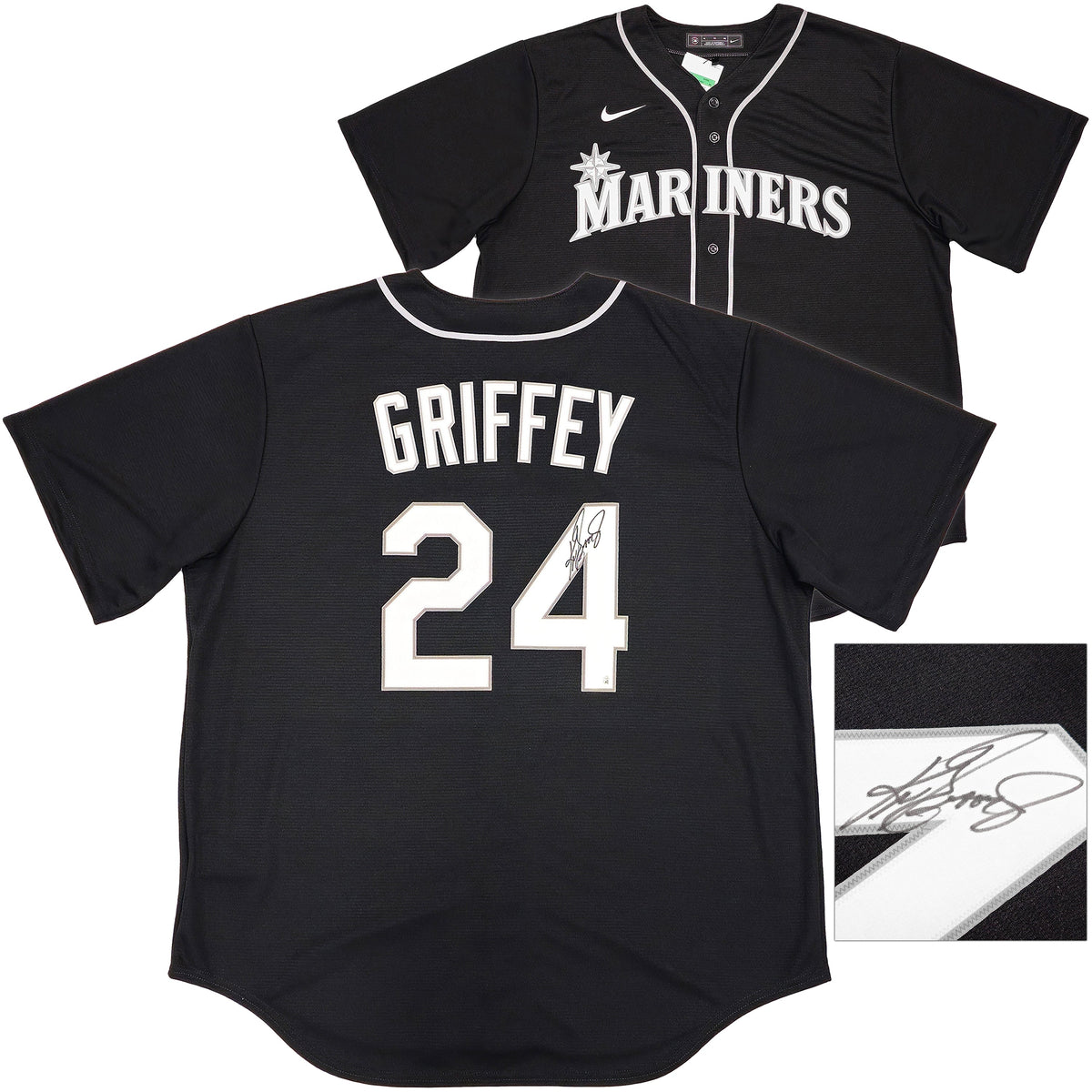 Seattle Mariners Ken Griffey Jr. Autographed Black Nike Jersey Size XL Beckett BAS Witness