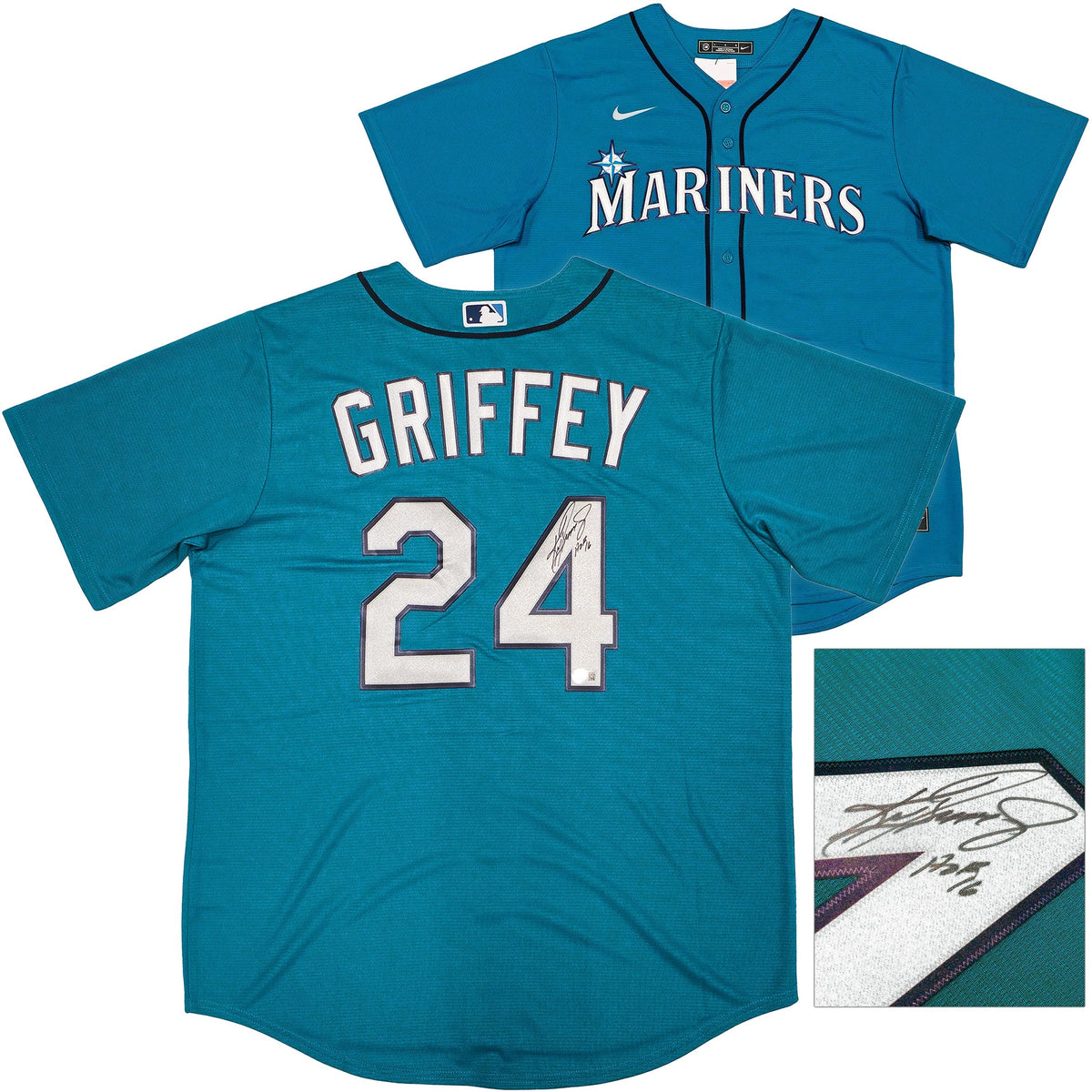 Seattle Mariners Ken Griffey Jr. Autographed Teal Nike Jersey Size L "HOF 16" Beckett BAS Witness