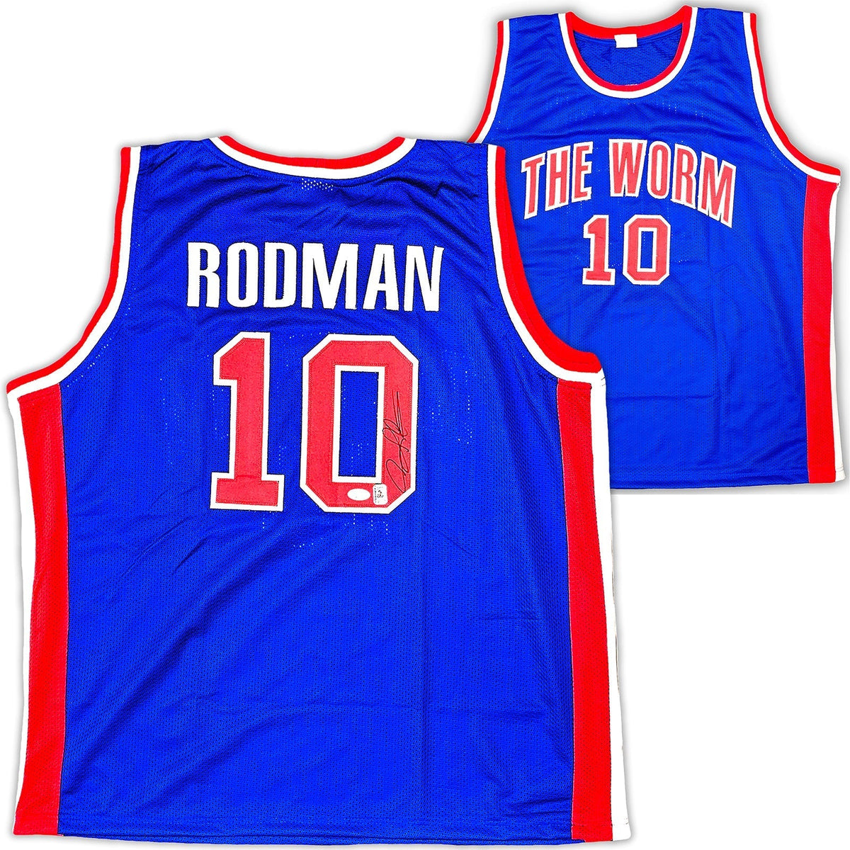 Detroit Pistons Dennis Rodman Autographed Blue Jersey JSA Stock #215742