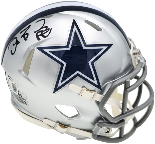 Dez Bryant Autographed Dallas Cowboys Silver Speed Mini Helmet Beckett BAS Witness
