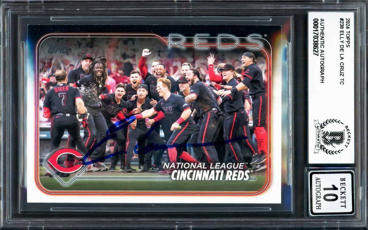 Elly De La Cruz Autographed 2024 Topps Rookie Card #238 Cincinnati Reds Auto Grade Gem Mint 10 Beckett BAS