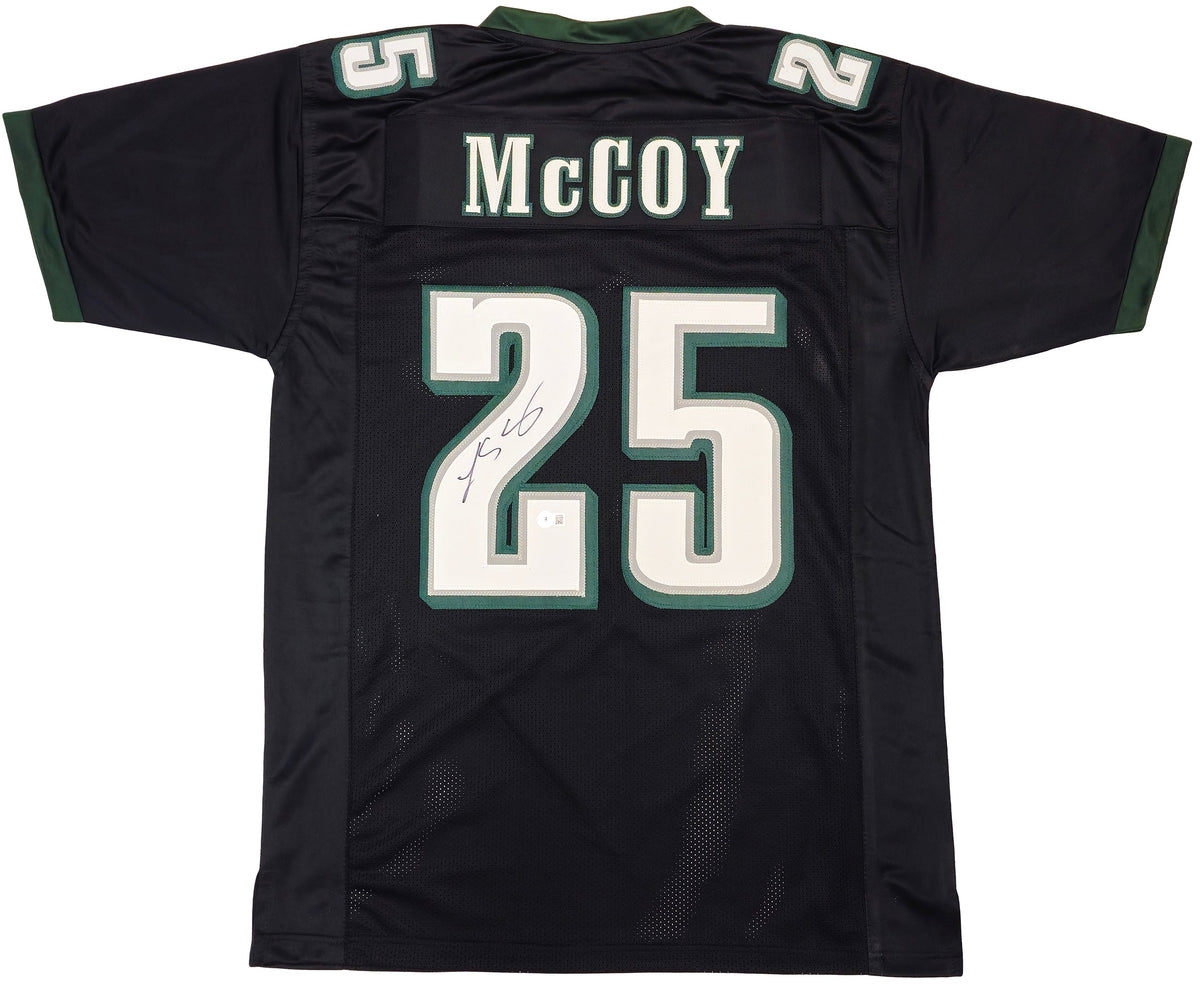 Philadelphia Eagles LeSean McCoy Autographed Black Jersey Beckett BAS Witness