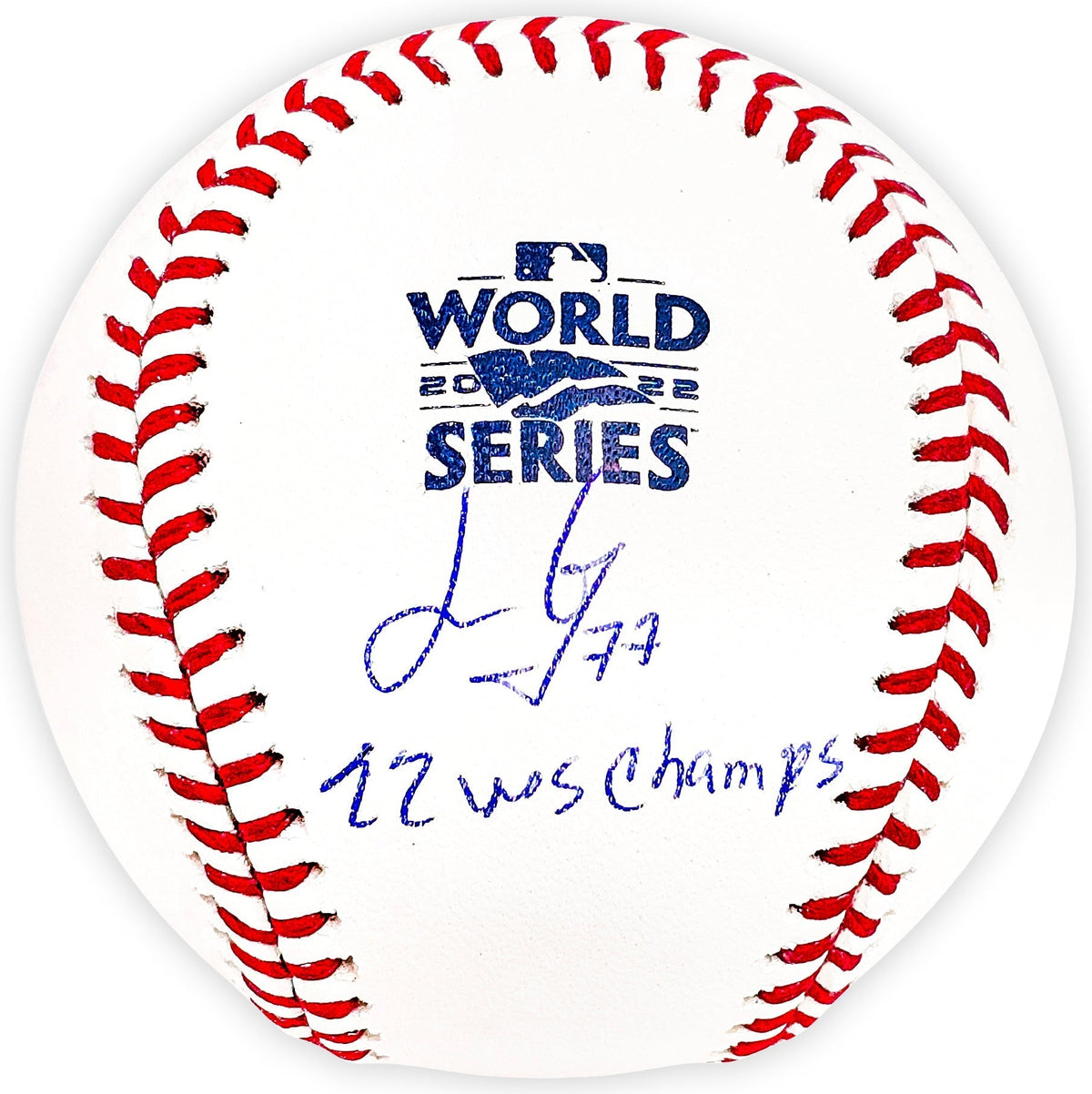 Luis Garcia Autographed Official 2022 World Series Logo MLB Baseball Houston Astros "22 WS Champs" Beckett BAS Witness Stock #220457