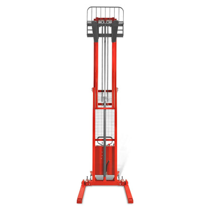 3300lbs Semi-Electric Straddle Stacker,  138" Lift,  Adjustable Legs & Forks,  S33-138S