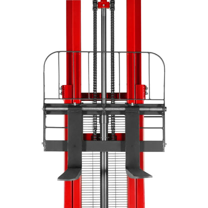3300lbs Semi-Electric Straddle Stacker,  138" Lift,  Adjustable Legs & Forks,  S33-138S