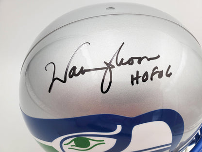 Warren Moon Autographed Seattle Seahawks Full Size Gray Replica Throwback Helmet "HOF 06" MCS Holo Stock #187028
