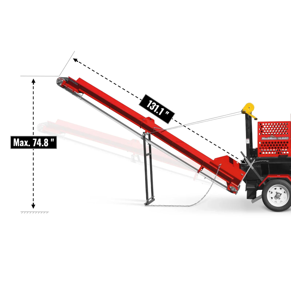 Honda GX390 Engine Firewood Log Splitter Processor with Conveyor,  20ton Splitting Force 22.5" x 15" Log Capacity,  18" Chainsaw,  HLS20