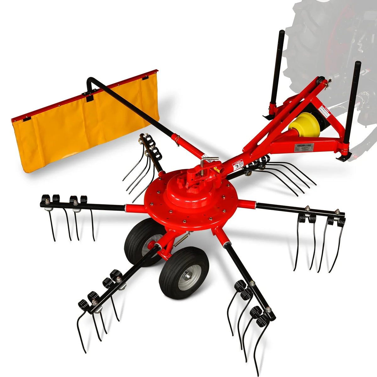 100" Mechmaxx 3-Point Hitch 6 Rotary Pull-Type Hay Rake Tedder ,  15-50Hp ,  HT100