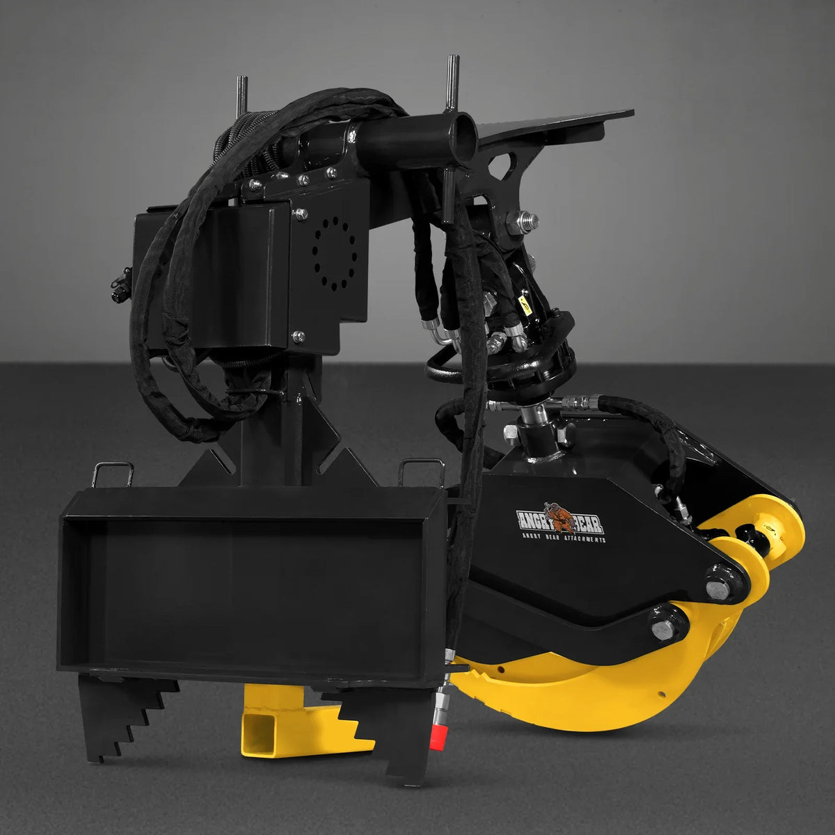 59" Multi-purpose Hydraulic Rotating Log Grapple For Mini Skid Steer, 1500lbs Lift Capacity, 360° Rotational Ability