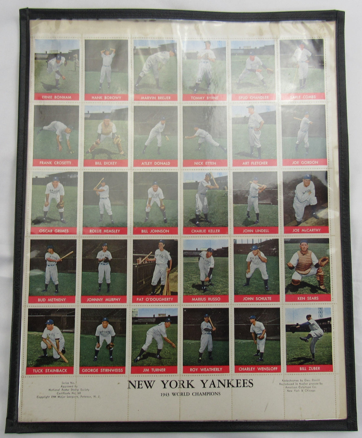 New York Yankees 1943 World Series Champions Complete set of 30 Stamps UnCut