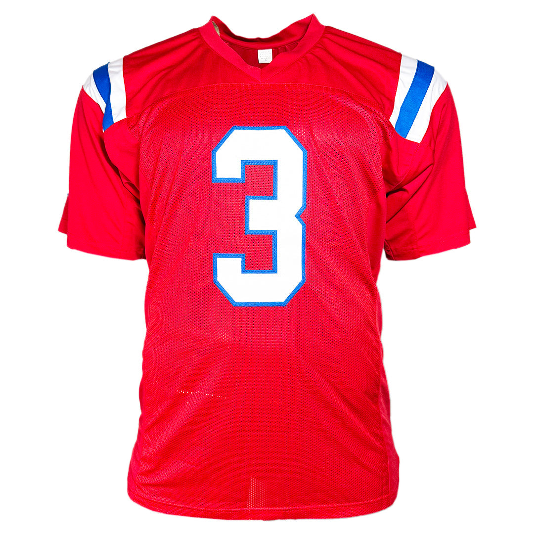 Demario Douglas Signed New England Red Football Jersey (Beckett)