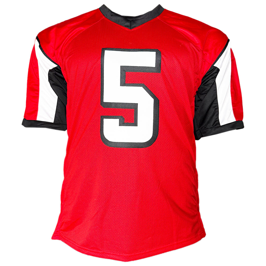 Morten Andersen Signed HOF 2017 Inscription Atlanta Red Football Jersey (JSA)