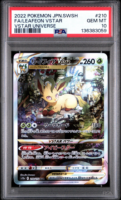 [PSA 10 - GEM MT] FA/LEAFEON VSTAR #210 - Vstar Universe - Japanese Pokemon Japanese Sword & Shield Vstar Universe (2022)