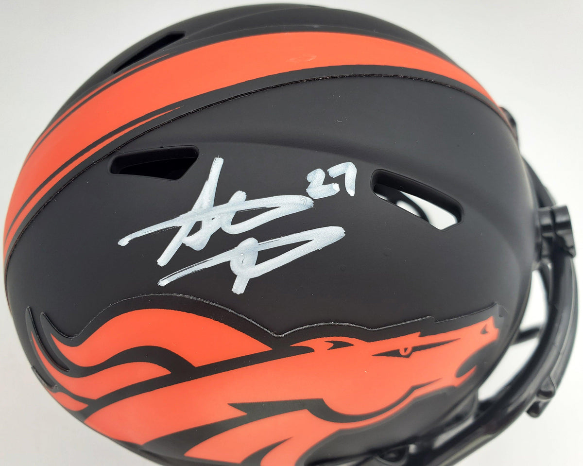 Steve Atwater Autographed Eclipse Black Denver Broncos Speed Mini Helmet Beckett BAS Stock #177485
