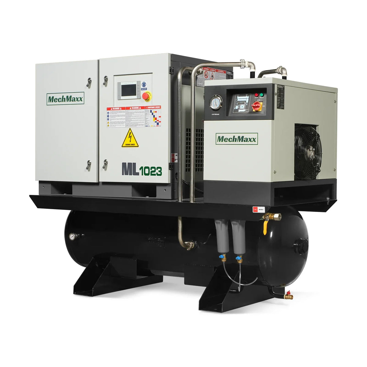 10HP Combined Rotary Screw Air Compressor with Dryer & 66-Gal ASME Tank | 32 CFM,  116 PSI,  230V 3-Phase - Industrial Grade
