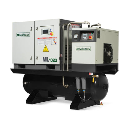 10HP Combined Rotary Screw Air Compressor with Dryer & 66-Gal ASME Tank | 32 CFM,  116 PSI,  230V 3-Phase - Industrial Grade