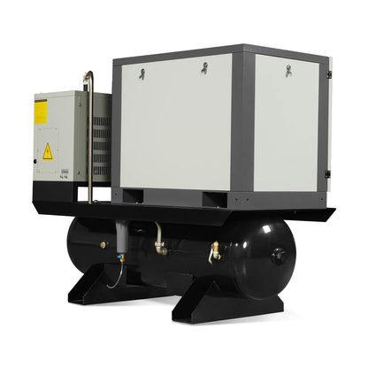 10HP Combined Rotary Screw Air Compressor with Dryer & 66-Gal ASME Tank | 32 CFM,  116 PSI,  460V 3-Phase - Industrial Grade