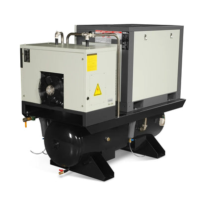 10HP Combined Rotary Screw Air Compressor with Dryer & 66-Gal ASME Tank | 32 CFM,  116 PSI,  230V 3-Phase - Industrial Grade