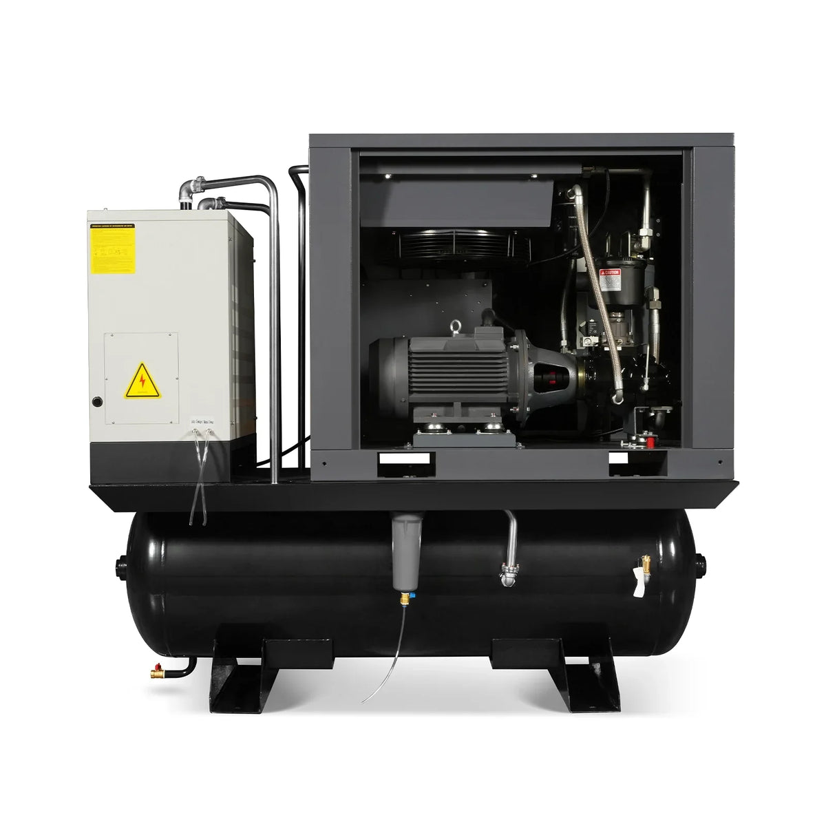 15HP Combined Rotary Screw Air Compressor with Dryer & 105-Gal ASME Tank | 45 CFM,  116 PSI,  460V 3-Phase - Industrial Grade