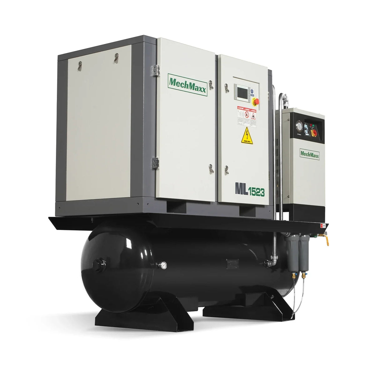 15HP Combined Rotary Screw Air Compressor with Dryer & 105-Gal ASME Tank | 45 CFM,  116 PSI,  230V 3-Phase - Industrial Grade
